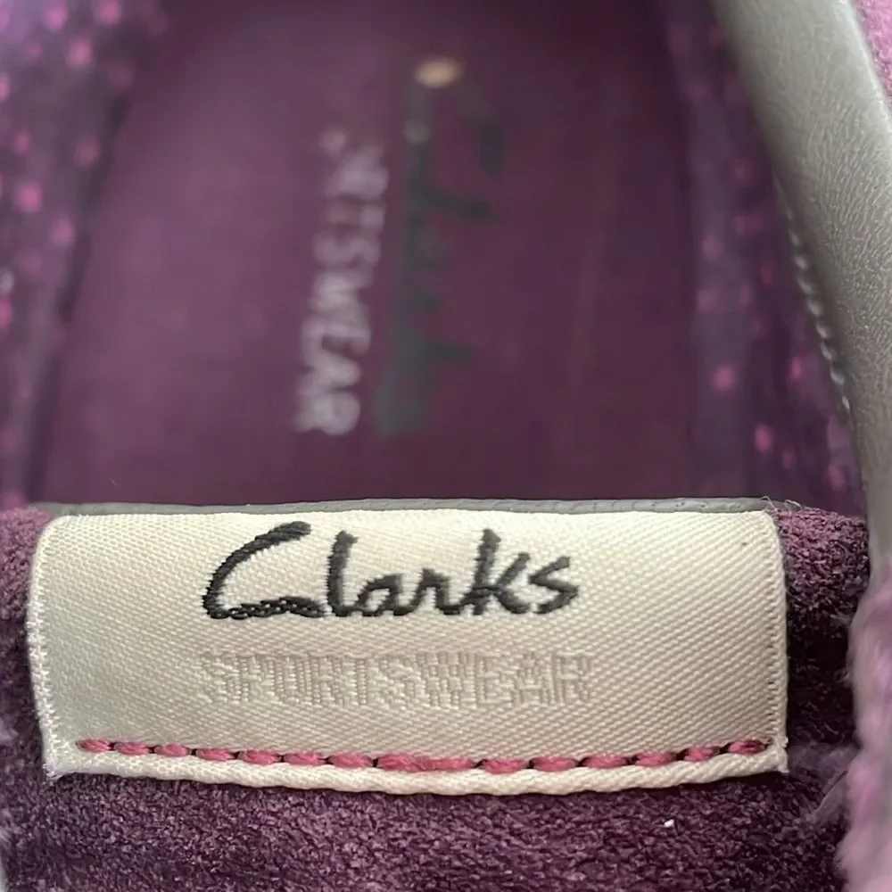 Clarks Sportswear Purple Leather Suede Brogue Sneakers - Women's Size 9.5